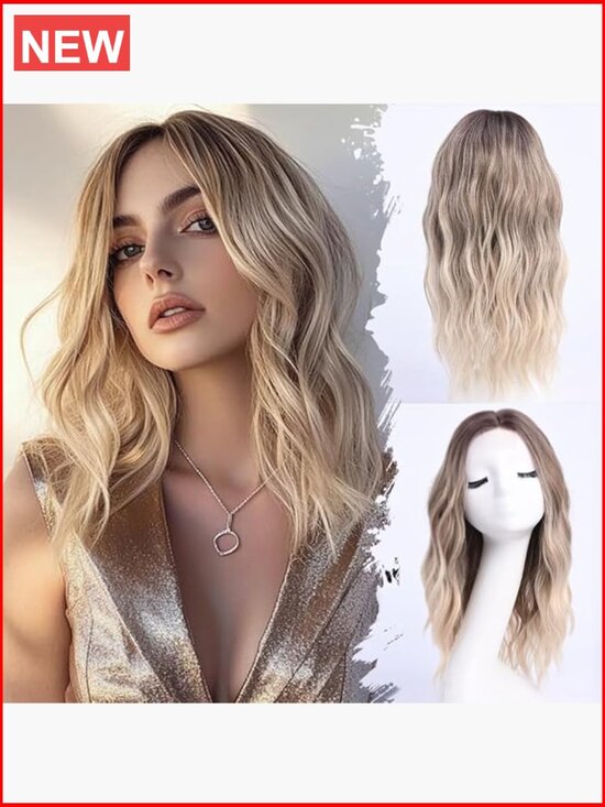 18 Inch Medium Length Wavy Wig Lace Front Heat Resistant Synthetic main image 5